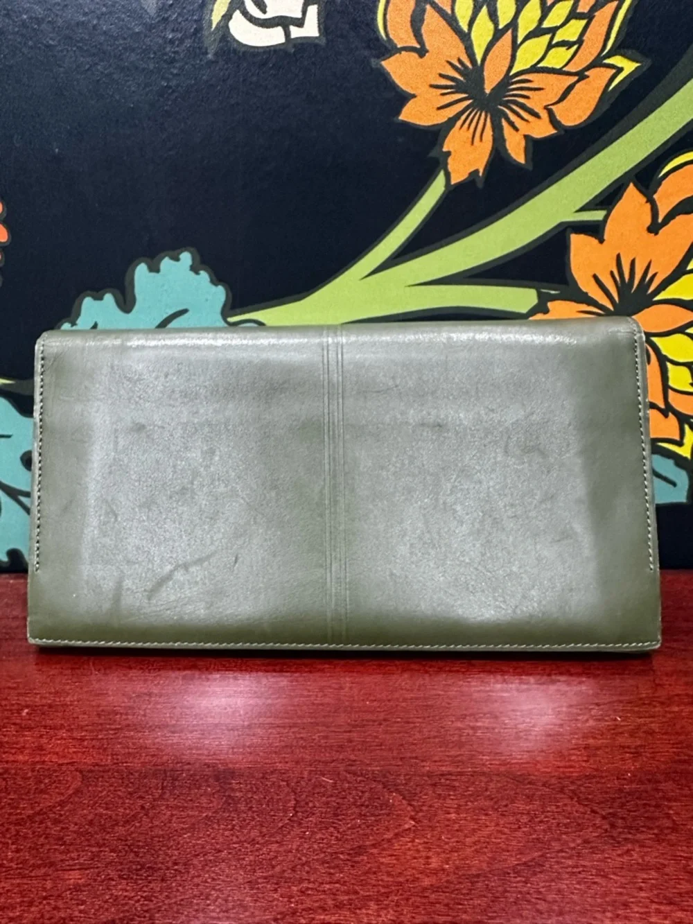 Vintage Givenchy Green Leather Kiss Lock Wallet Clutch Paris - Picture 8 of 13